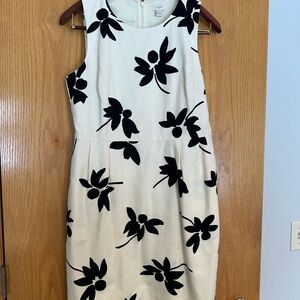 J. Crew Black Floral on Cream Midi Dress